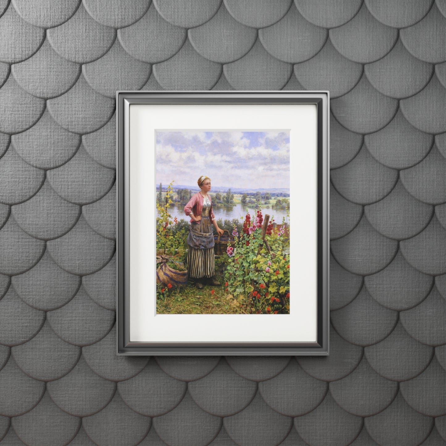 Maria on the Terrace with a Bundle of Grass by Daniel Ridgway Knight | Matted Fine Art Print