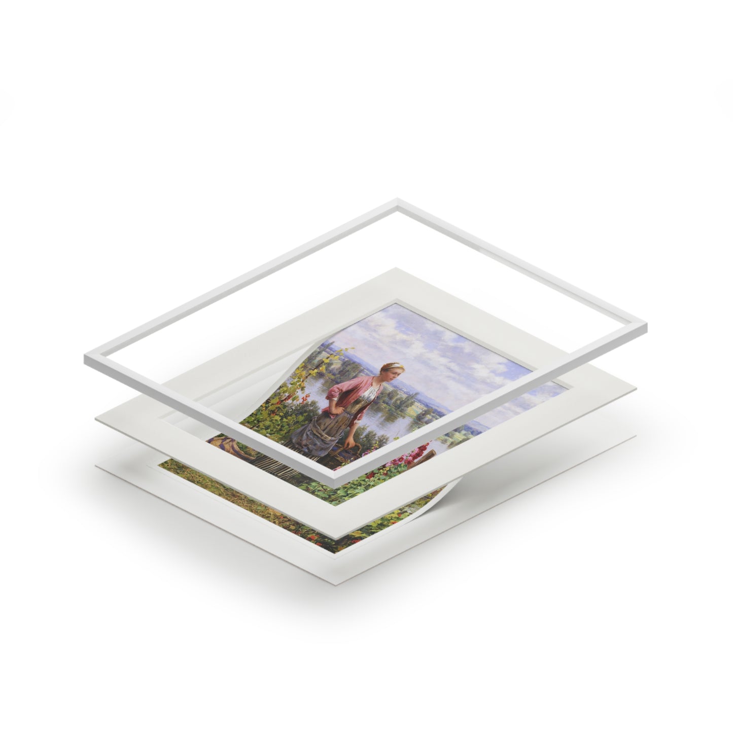 Maria on the Terrace with a Bundle of Grass by Daniel Ridgway Knight | Matted Fine Art Print