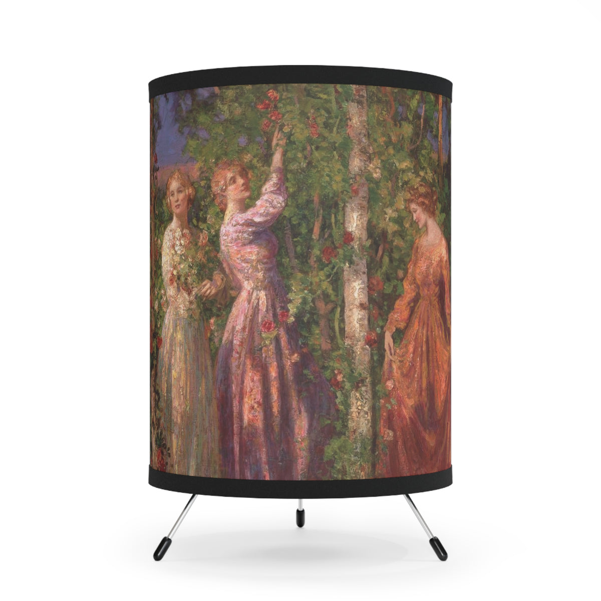 Thomas Mostyn: "Gather Ye Rosebuds While Ye May" - Tripod Lamp with High-Res Printed Shade, US\CA plug