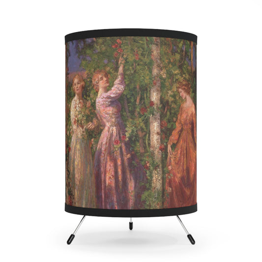 Thomas Mostyn: "Gather Ye Rosebuds While Ye May" - Tripod Lamp with High-Res Printed Shade, US\CA plug
