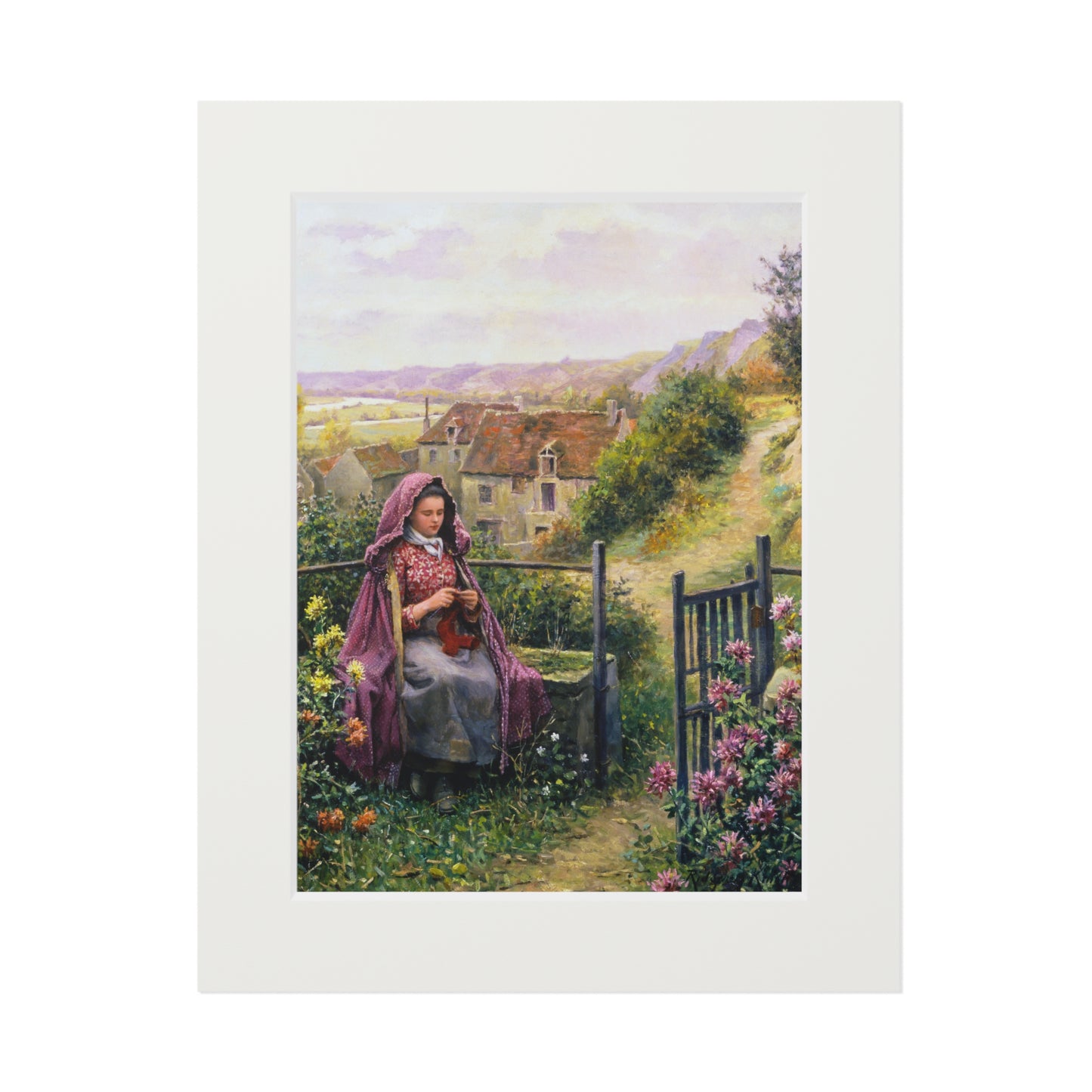 In The Garden by Daniel Ridgway Knight | Matted Fine Art Print