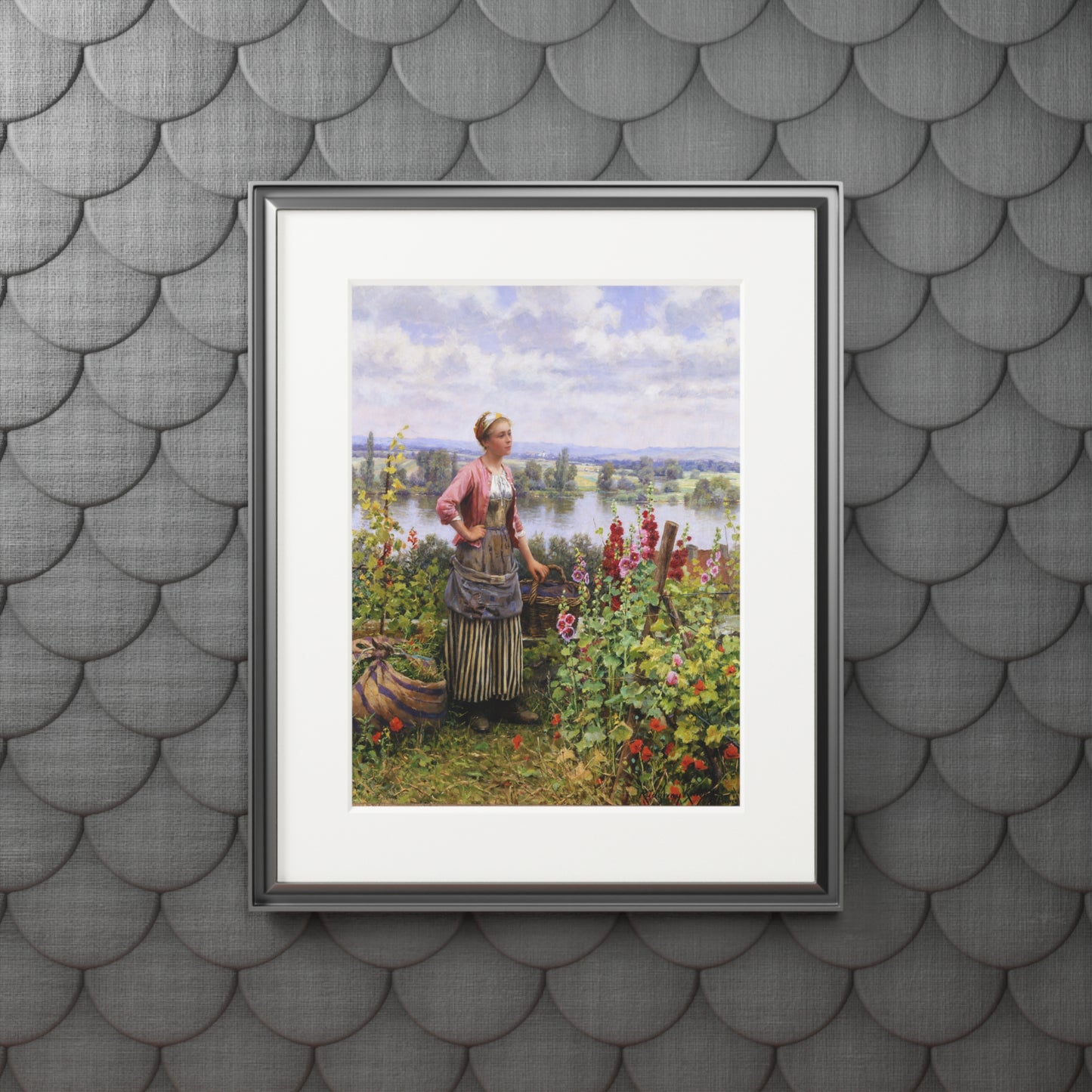 Maria on the Terrace with a Bundle of Grass by Daniel Ridgway Knight | Matted Fine Art Print