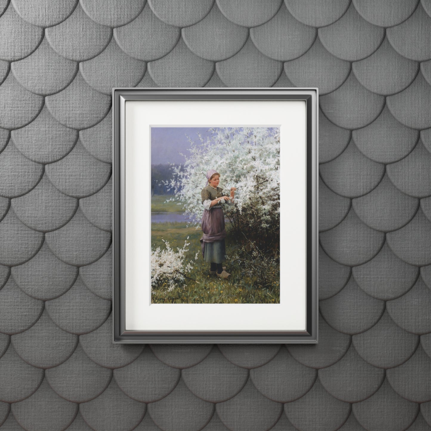 Les cerisiers by Daniel Ridgway Knight | Matted Fine Art Print