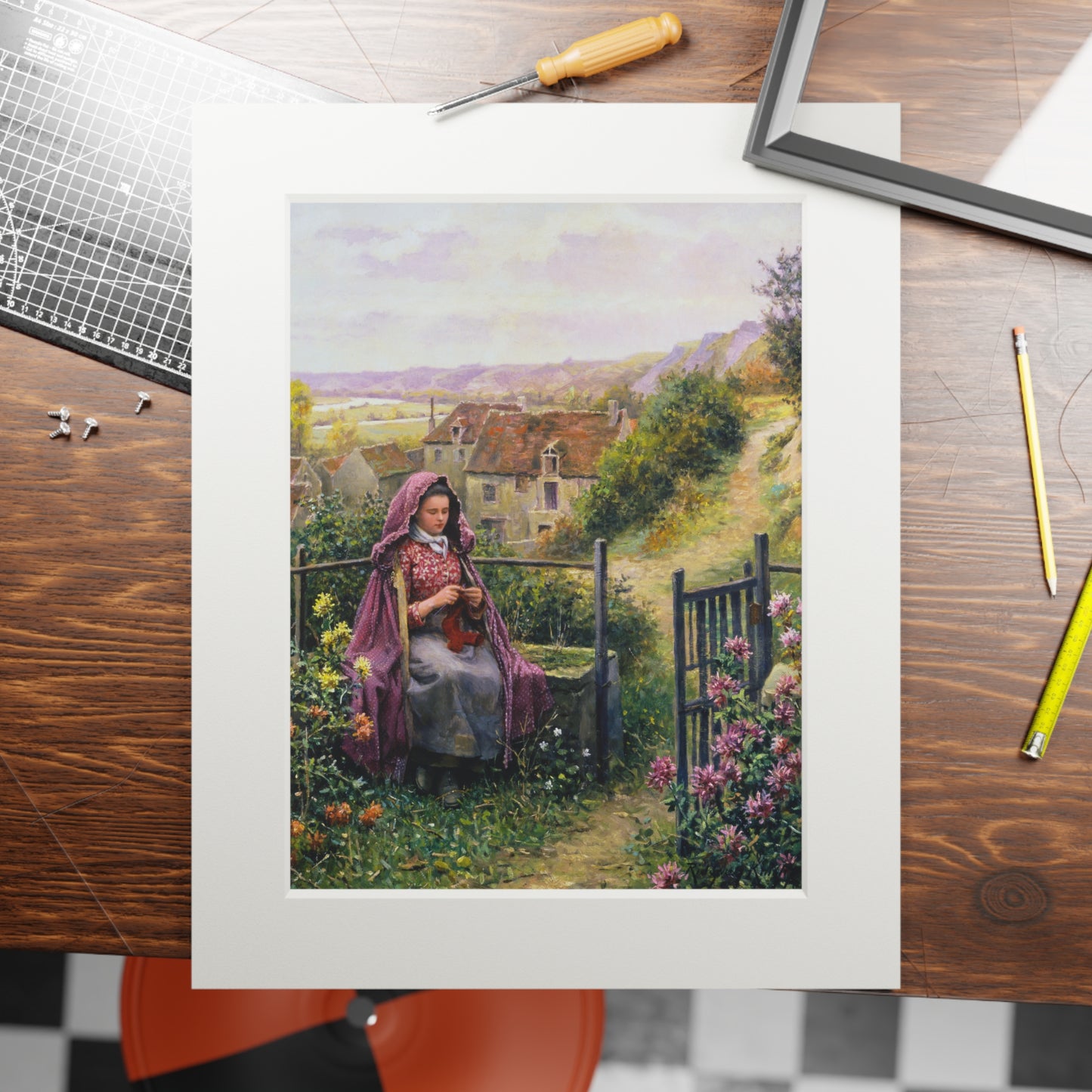 In The Garden by Daniel Ridgway Knight | Matted Fine Art Print