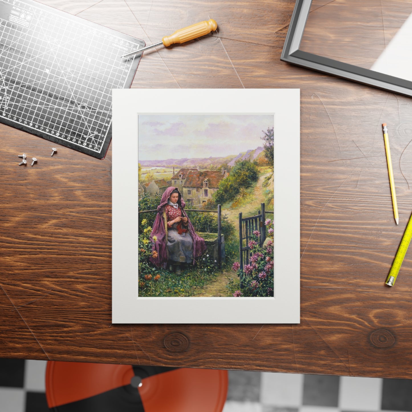 In The Garden by Daniel Ridgway Knight | Matted Fine Art Print