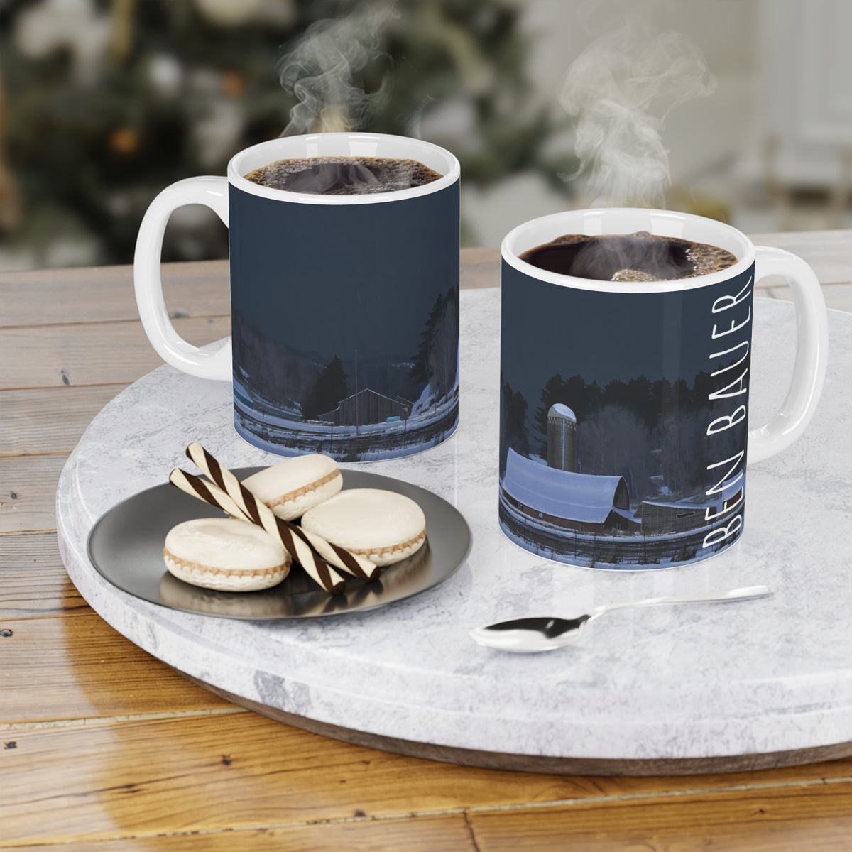 Ben Bauer: "Moonset, 7 Minutes to Sun Up" Ceramic Mug (11oz, 15oz, 20oz)