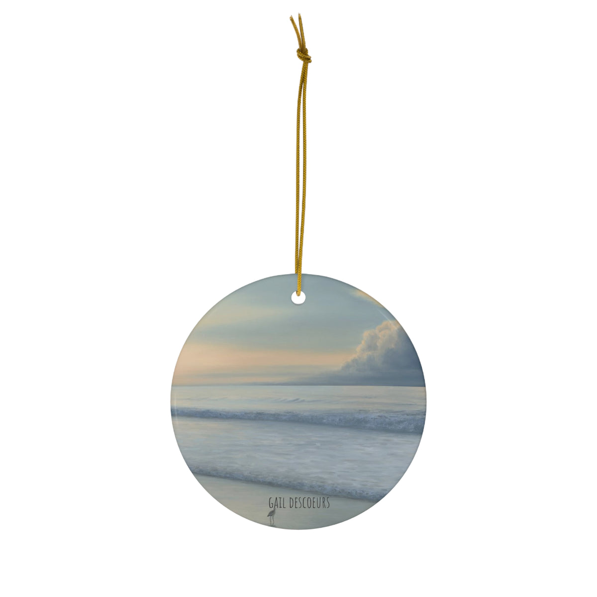 Gail Descoeur: "The Sea and the Sandpiper" - Holiday Ornament