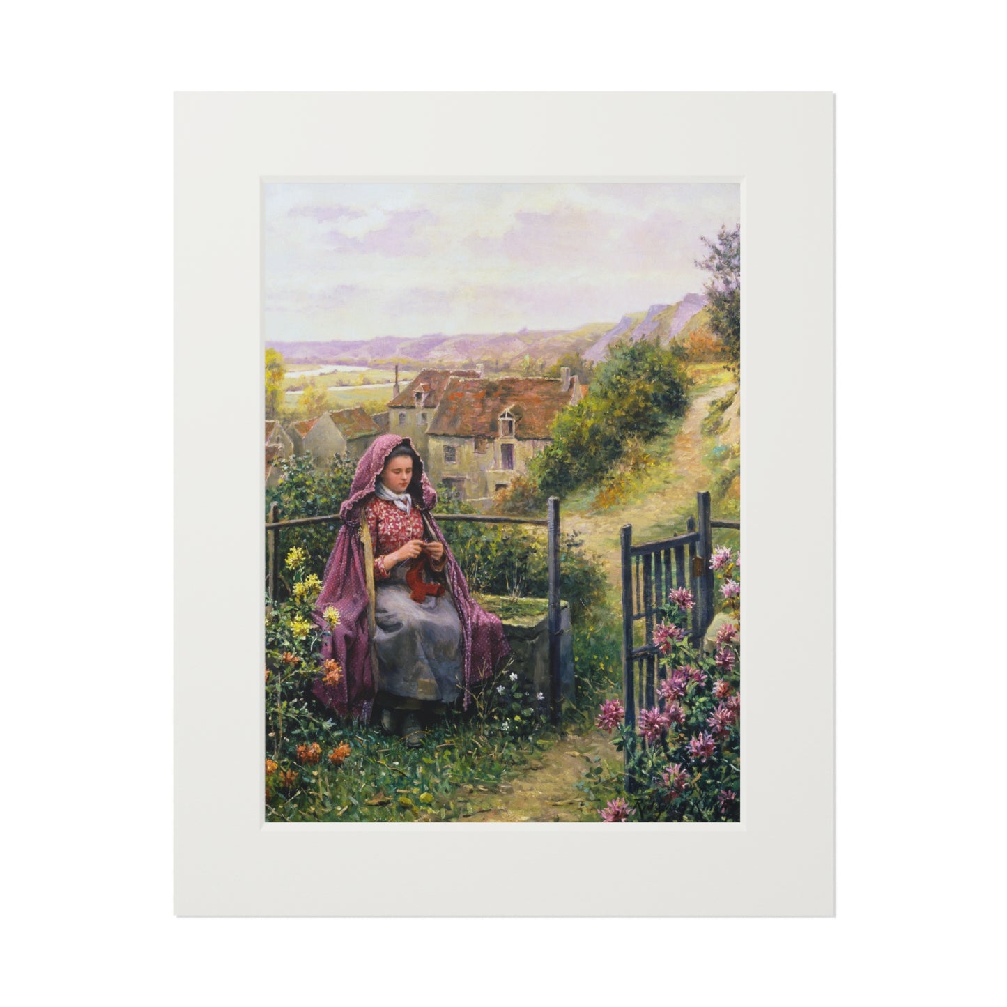 In The Garden by Daniel Ridgway Knight | Matted Fine Art Print