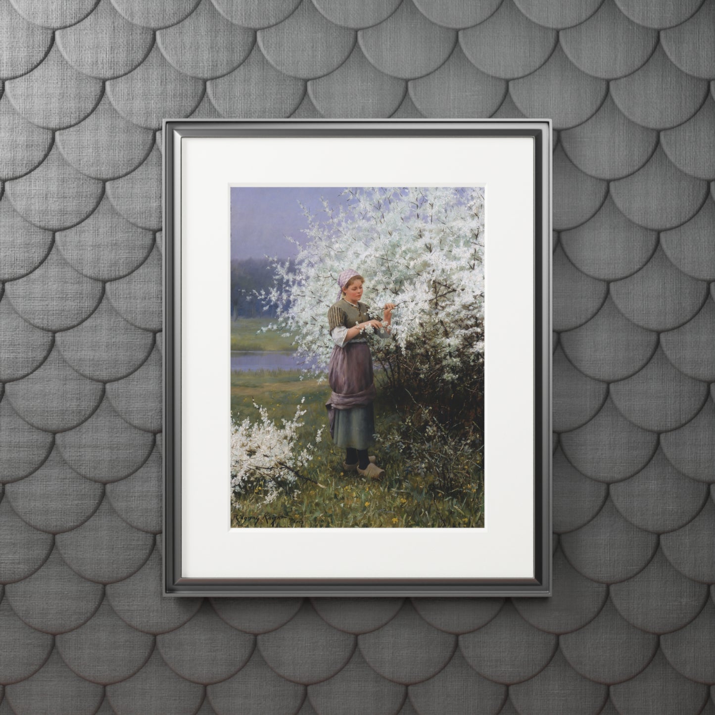 Les cerisiers by Daniel Ridgway Knight | Matted Fine Art Print