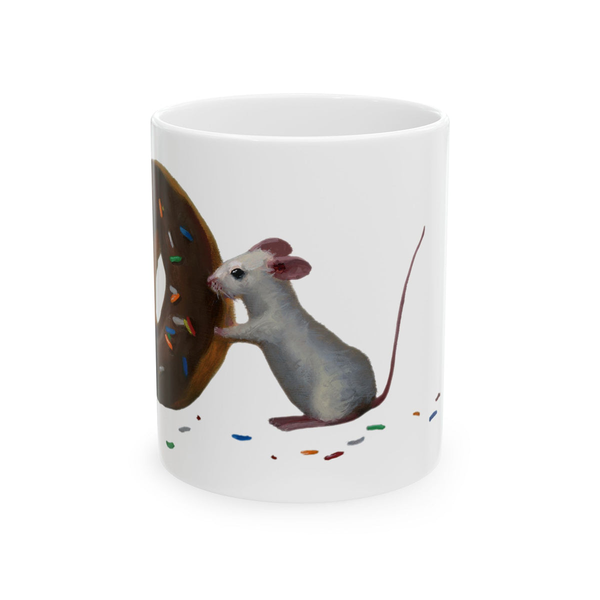 Donut Thief Mouse Ceramic Mug – Cute Coffee Cup (11oz & 15oz)
