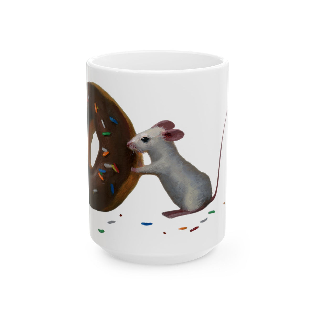Donut Thief Mouse Ceramic Mug – Cute Coffee Cup (11oz & 15oz)
