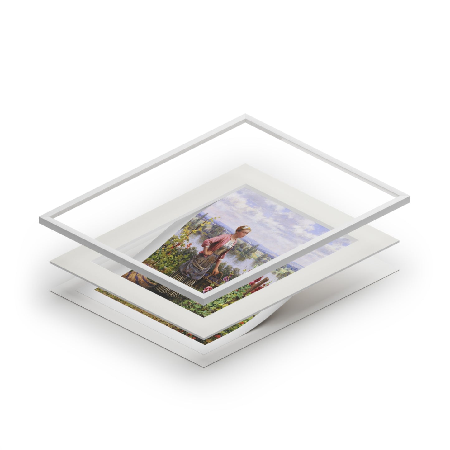 Maria on the Terrace with a Bundle of Grass by Daniel Ridgway Knight | Matted Fine Art Print