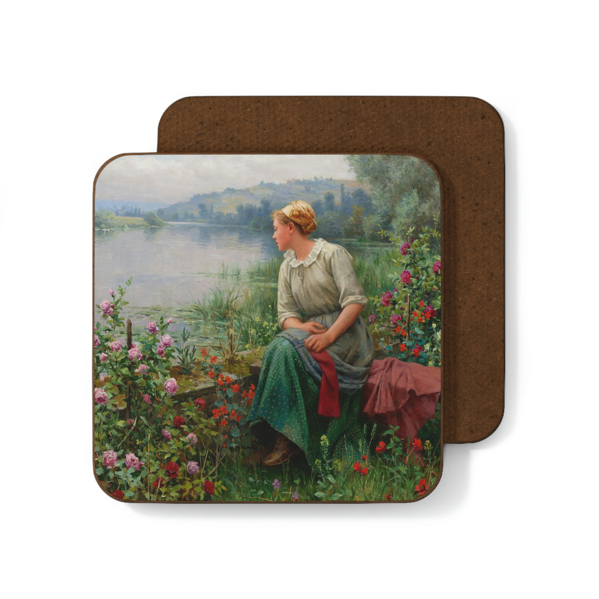 Daniel Ridgway Knight: "Maria by the River" - Hardboard Back Coaster