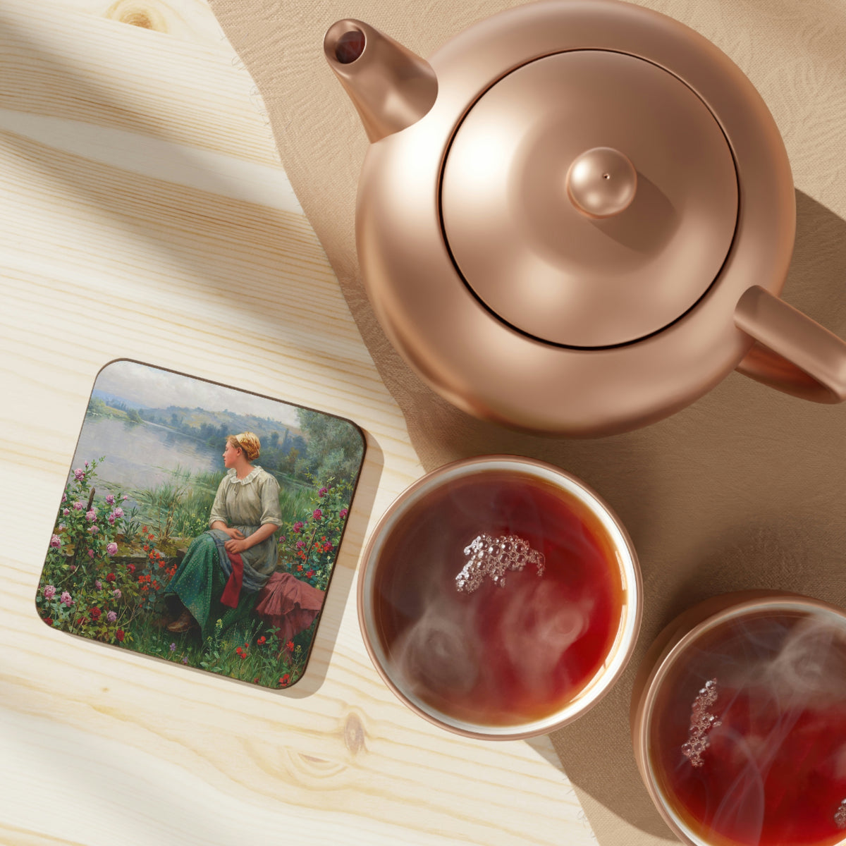 Daniel Ridgway Knight: "Maria by the River" - Hardboard Back Coaster