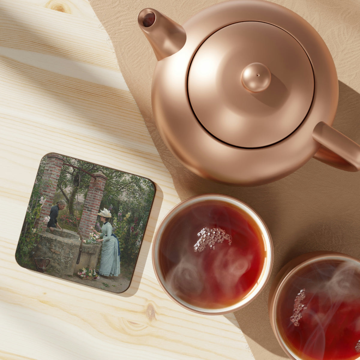 Marie Francois Firmin-Girard: "Un Puits Mitoyen" - Hardboard Back Coaster