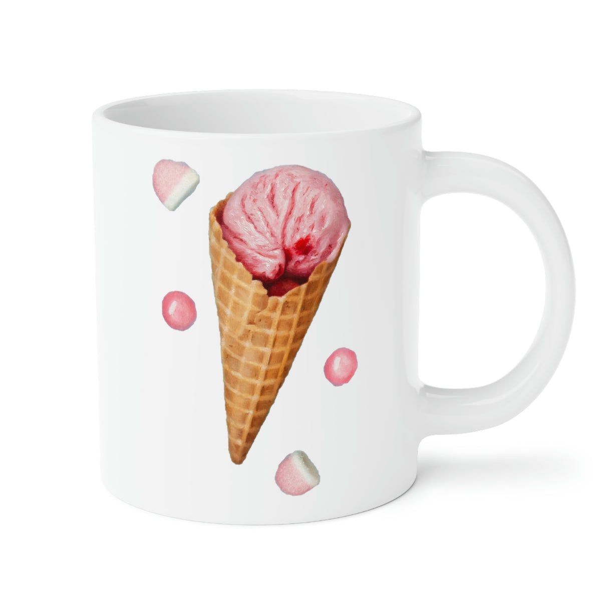Beth Sistrunk: "Strawberry Ice Cream Cones - Beth Sistrunk" Ceramic Mug (11oz\15oz\20oz)