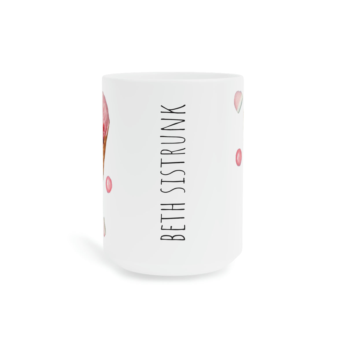 Beth Sistrunk: "Strawberry Ice Cream Cones - Beth Sistrunk" Ceramic Mug (11oz\15oz\20oz)