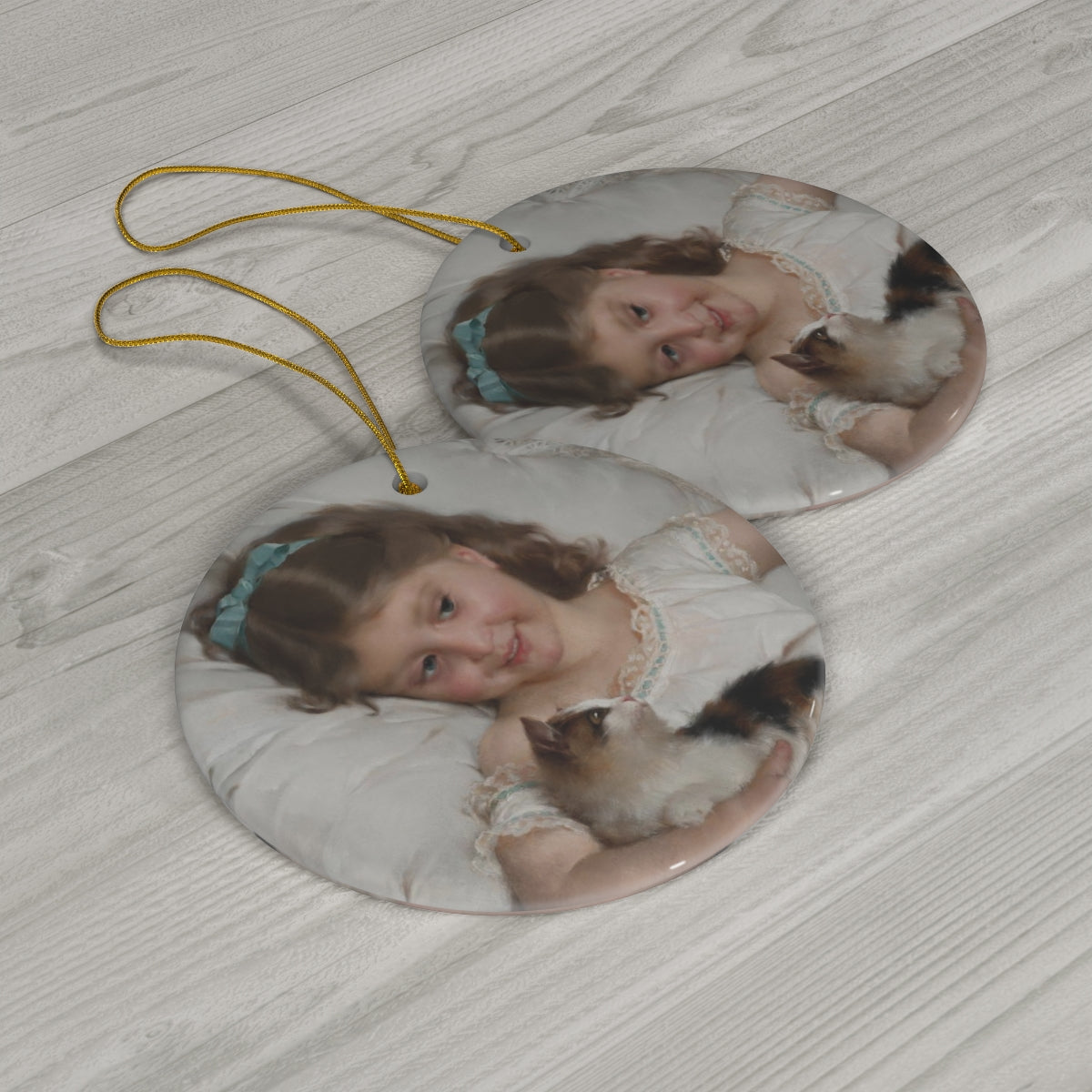Holiday Ornament - Emile Munier's Petite fille et chat